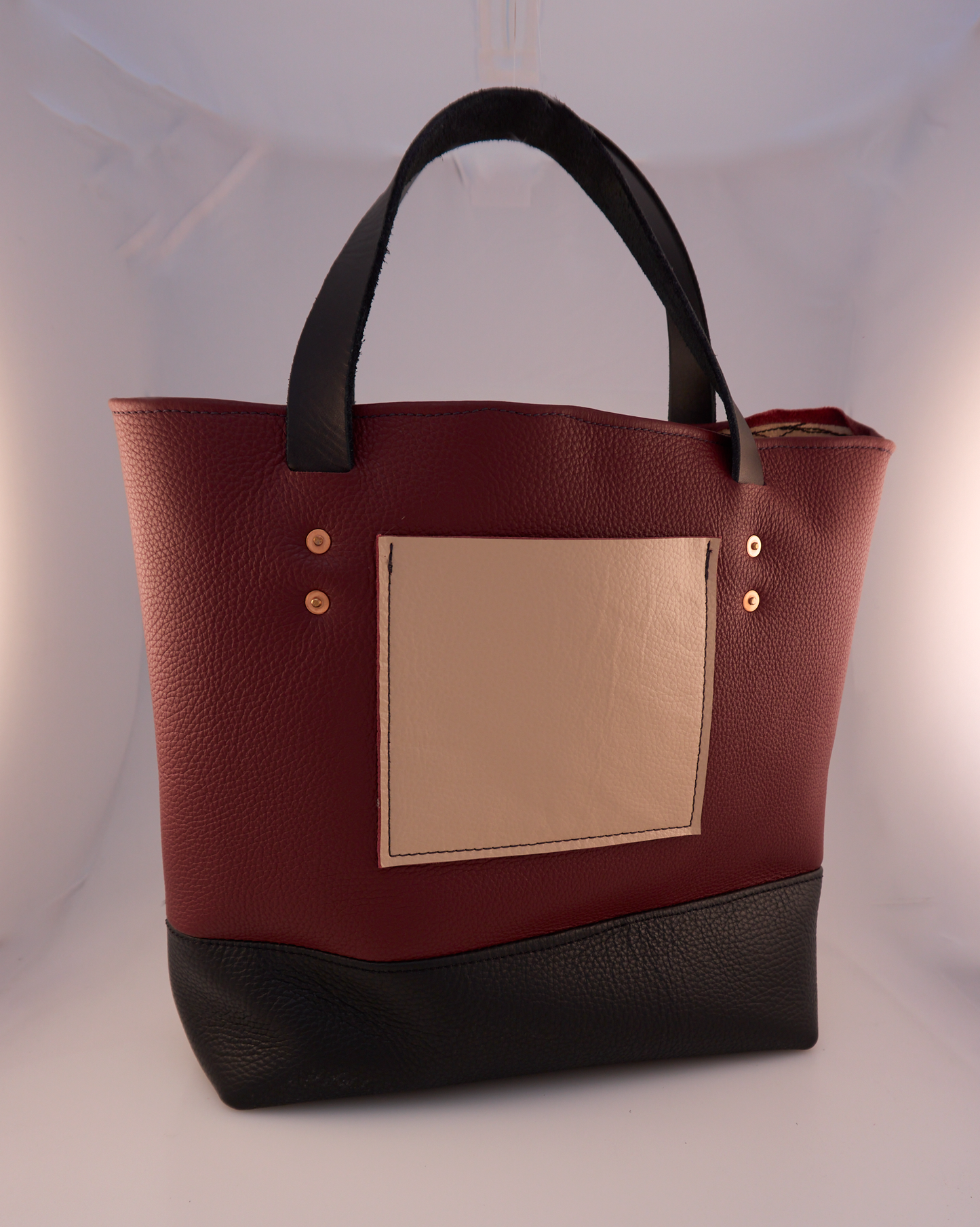 Two-color totes with external pockets