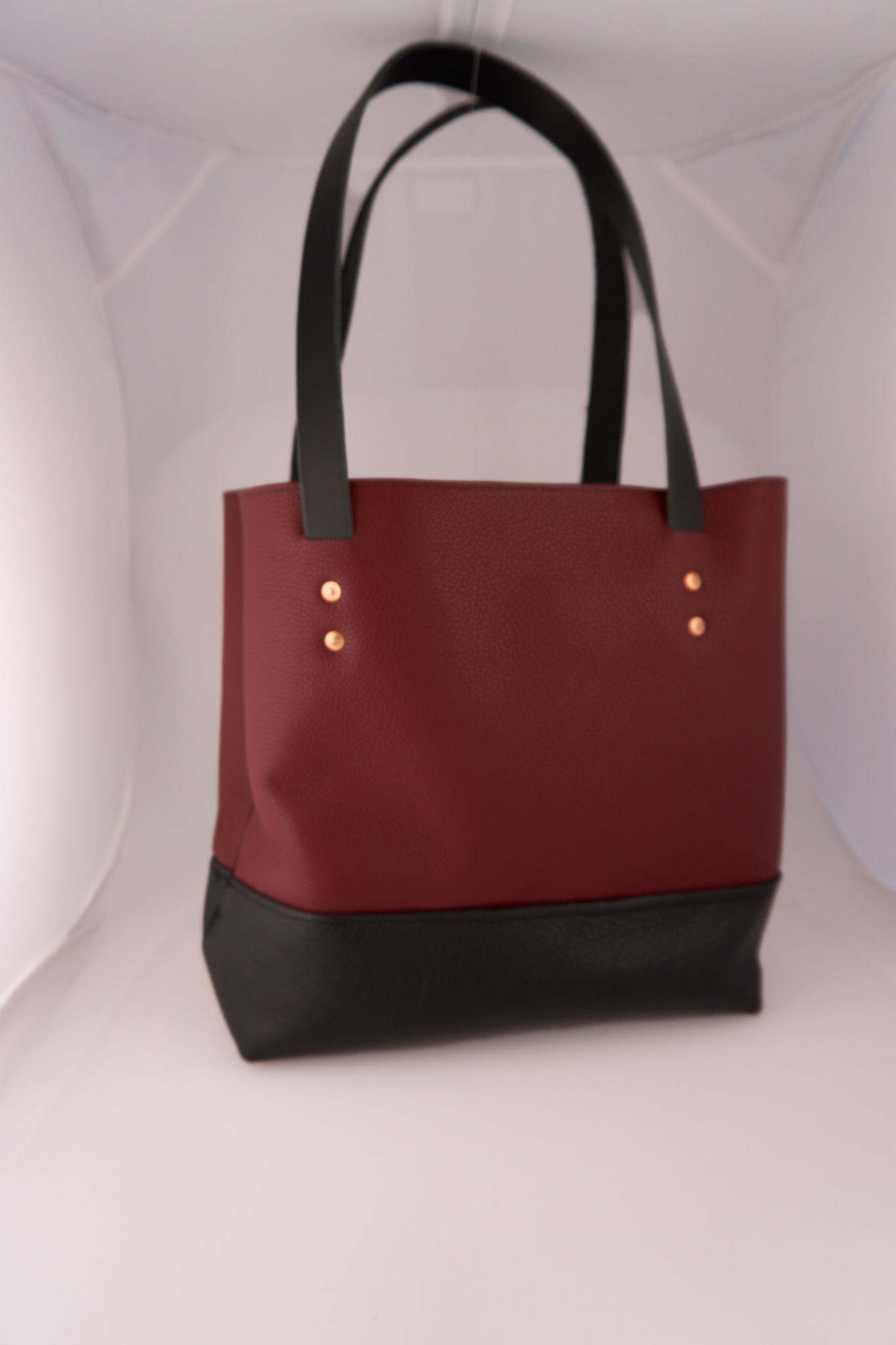 Two-color totes with external pockets