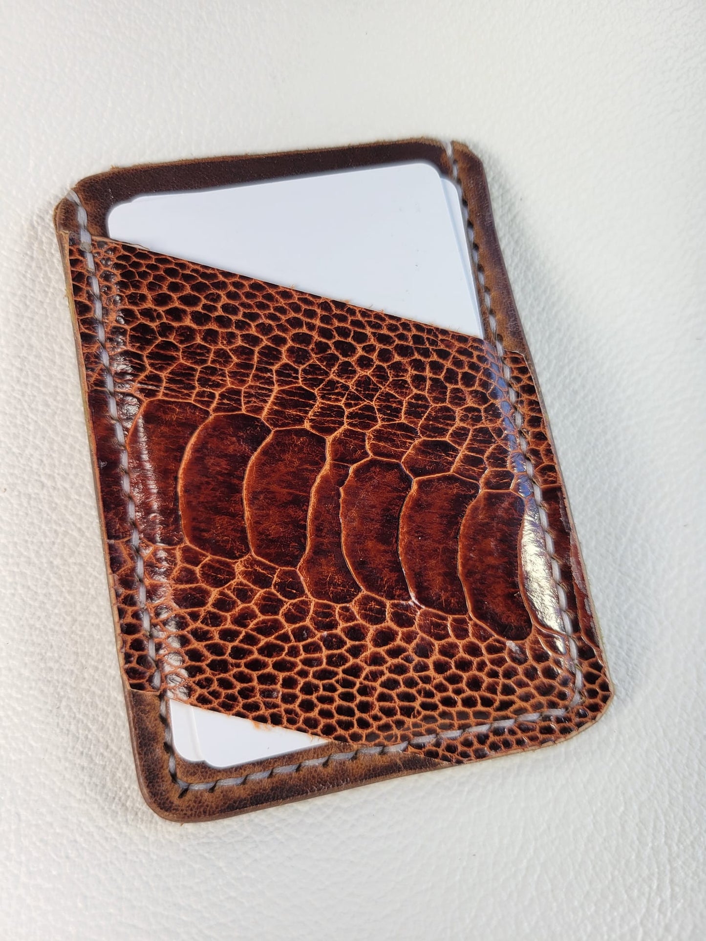 Brown leather with brown ostrich leather card pockets