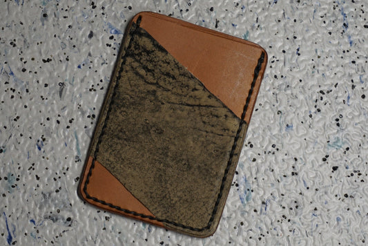 Brown leather minimalist wallet with giraffe card pockets 