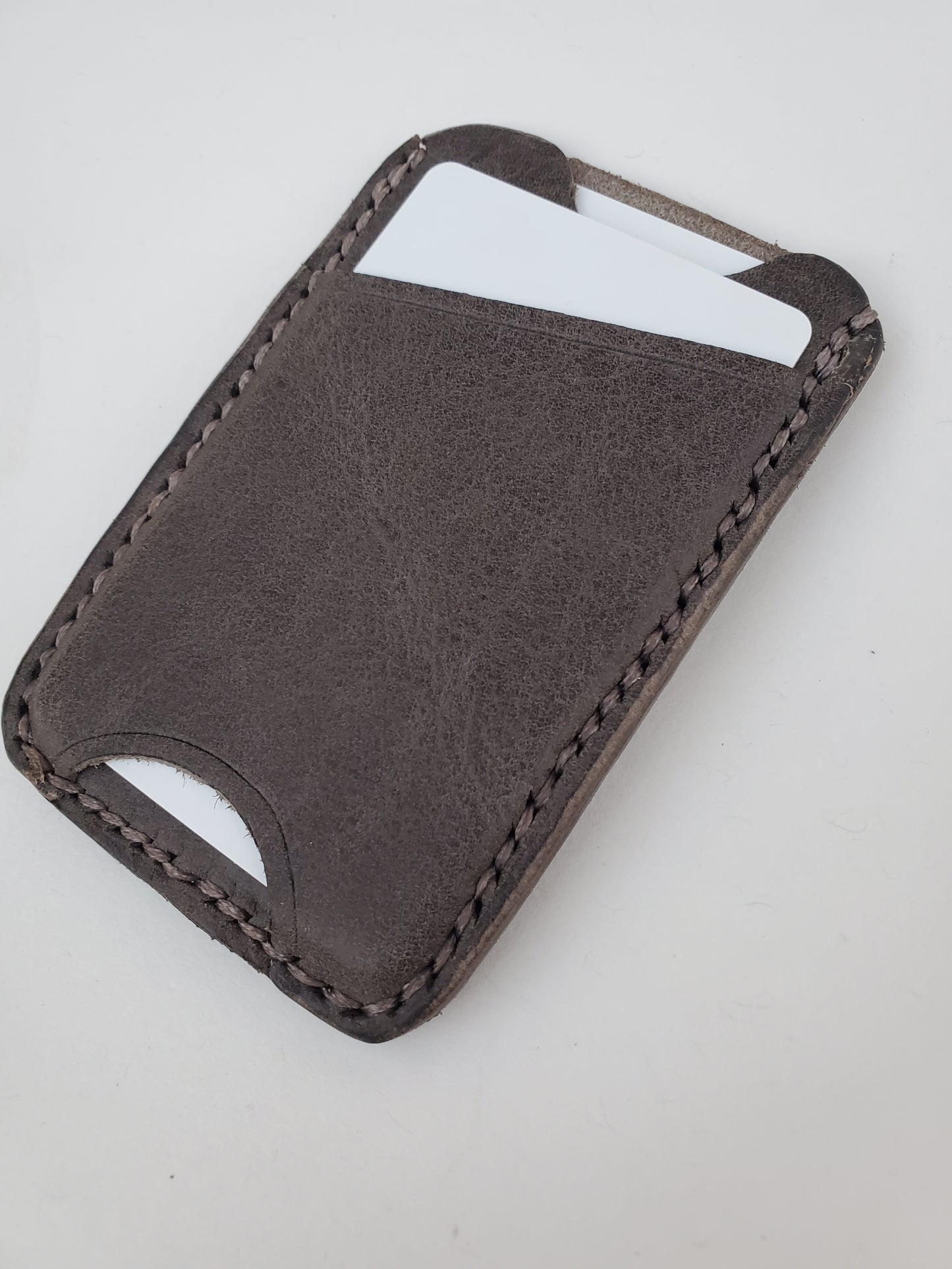 Brown leather 3-pocket vertical card holder