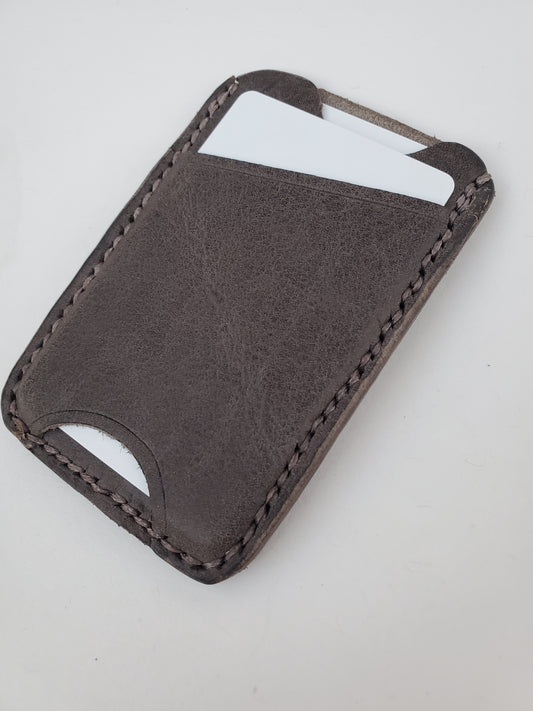 Brown leather 3-pocket vertical card holder